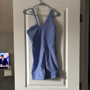 Blue Fitted Romper with Halter Straps